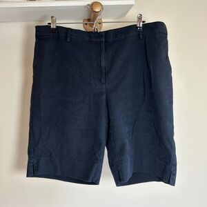 J. Jill Essential Cotton-Stretch Navy Blue Shorts Size 18 Elastic Back Waist